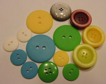 14 piece big and bright color button mix, 19-36 mm, (8)