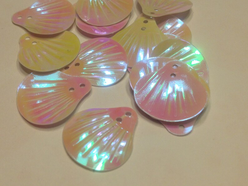 15 LARGE iridescent sea shell sequins / confetti 17 x 20 mm Etsy