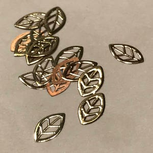 10 metal gold leaf nail decals 4 x 6 mm S11/2 image 1
