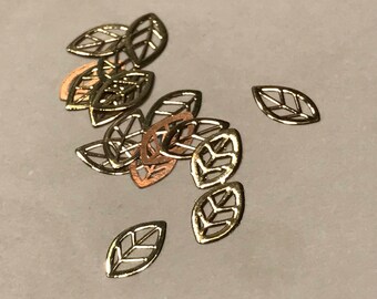 10 metal gold leaf nail decals 4 x 6 mm (S11/2)