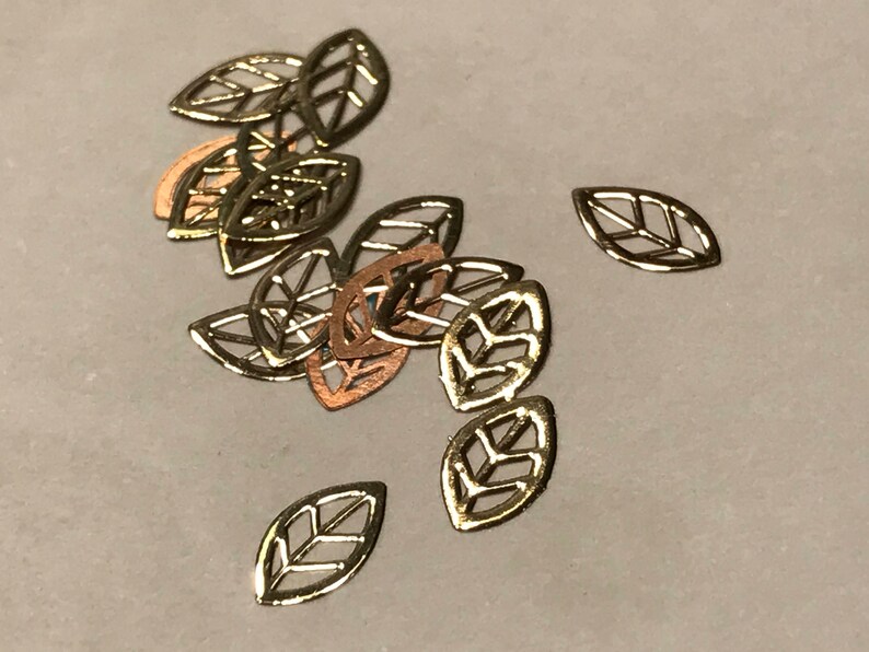 10 metal gold leaf nail decals 4 x 6 mm S11/2 image 1