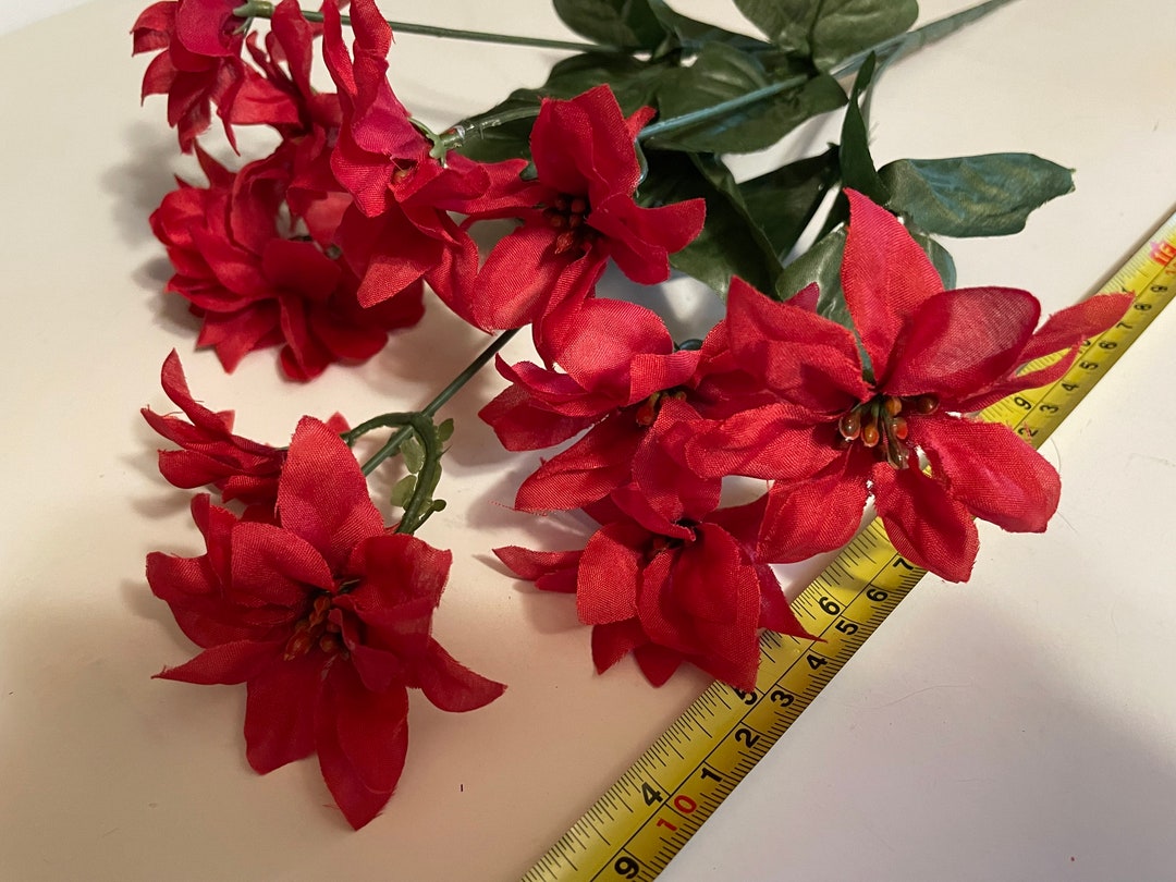 Bouquet of Red Small Poinsettia Silk Flowers, About 14 Inch Tall BR Etsy