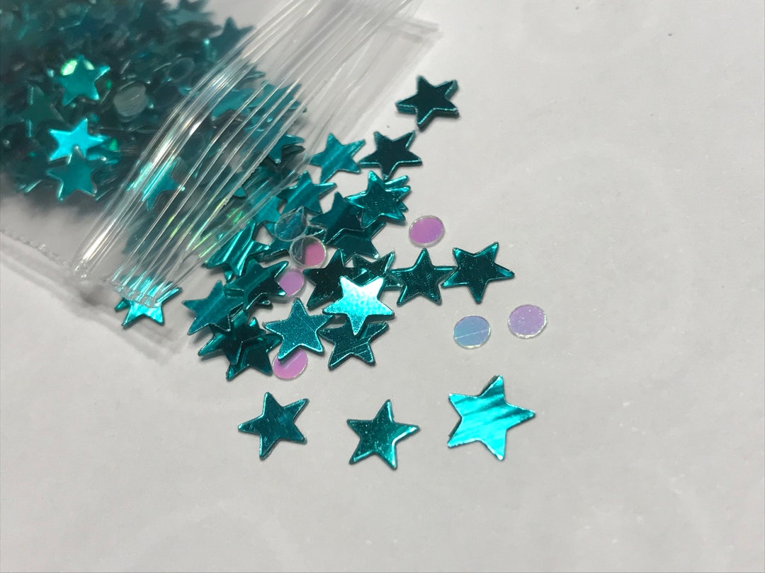 Teal / Turquoise Star and Irredescent Dot Confetti Mix, 3-6 Mm (39)C - Etsy