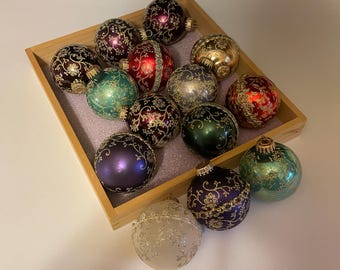 14 count large Glass Ball Ornaments, 3 inches (HR1000)