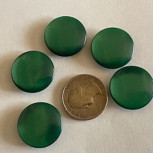5 count Vintage acrylic shank Buttons, green, 22 mm (23)