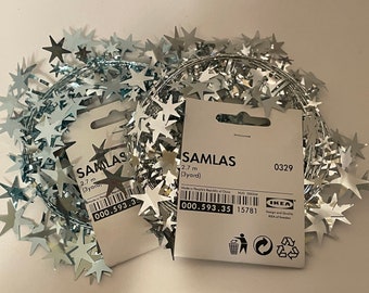 9 feet each, silver and light blue large star Garland (A2)