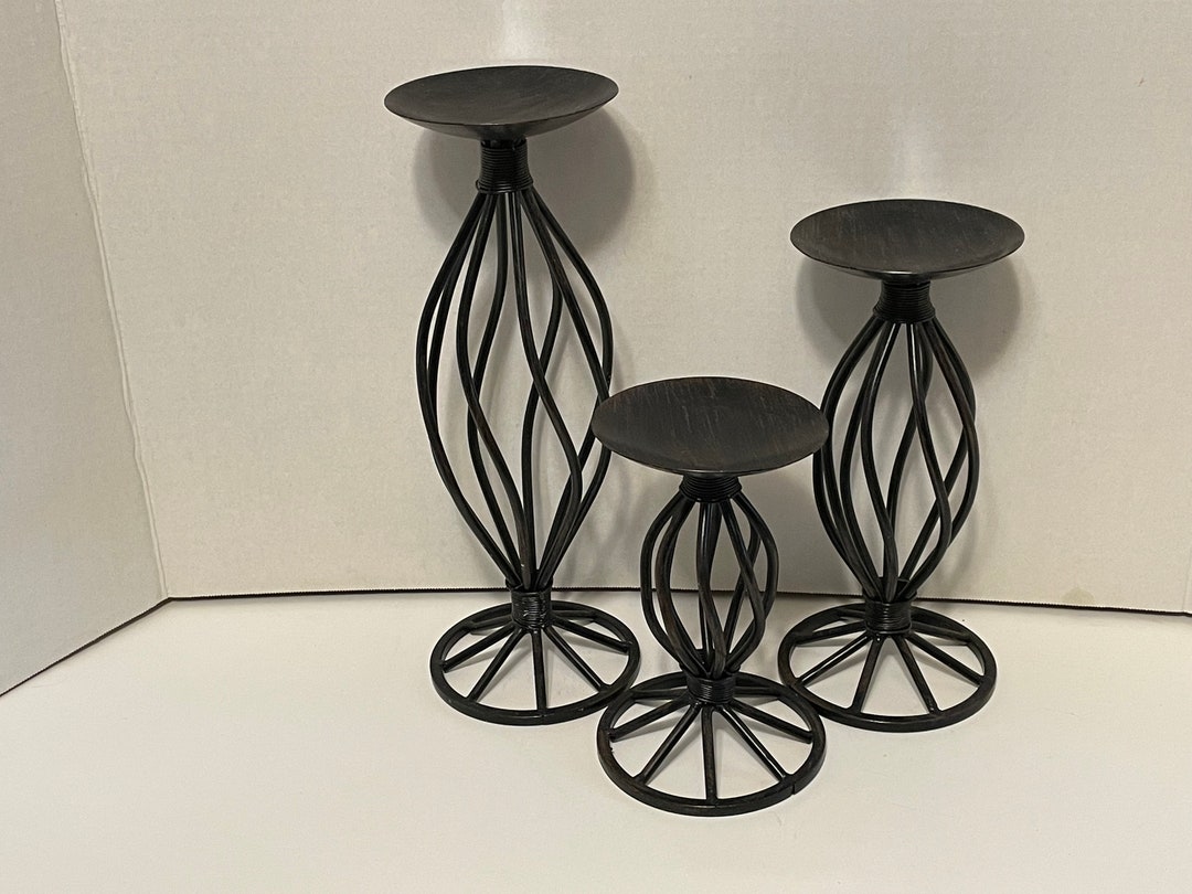 Set of 3 LARGE Black Rustic Candle Holders 5 1/2 8 1/2 and Etsy