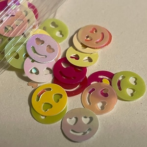 Shiny smiley face confetti mix, 10 mm (4)