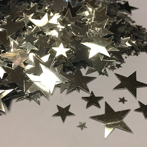 100-150 piece silver star confetti mix, 4-17 mm (20)