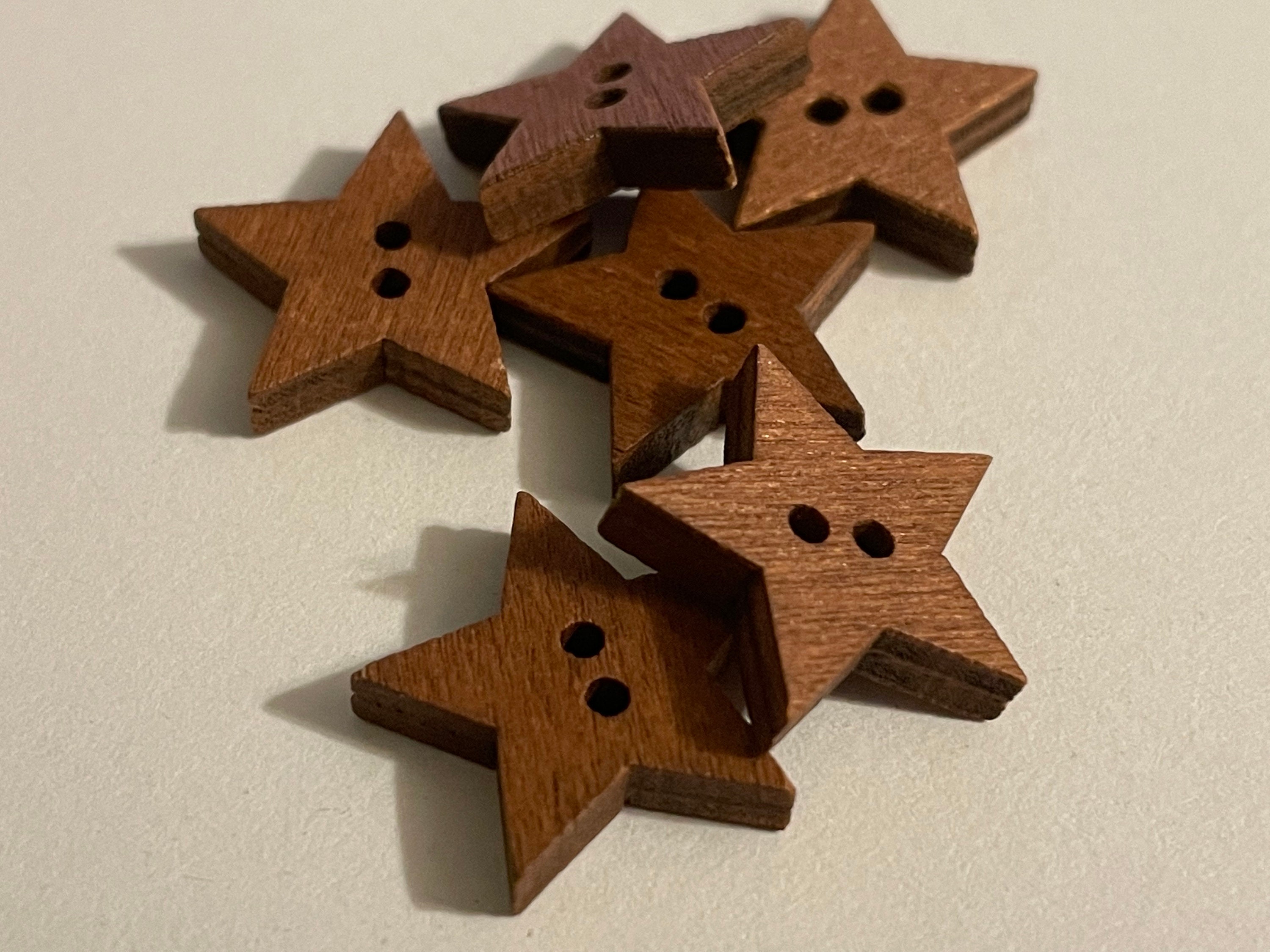 Pack 20x Wooden Star Buttons, Star Embellishments, Mini Star Button, Small  Star Button, Star Button two Holes, Tiny Star Button, Gold Star