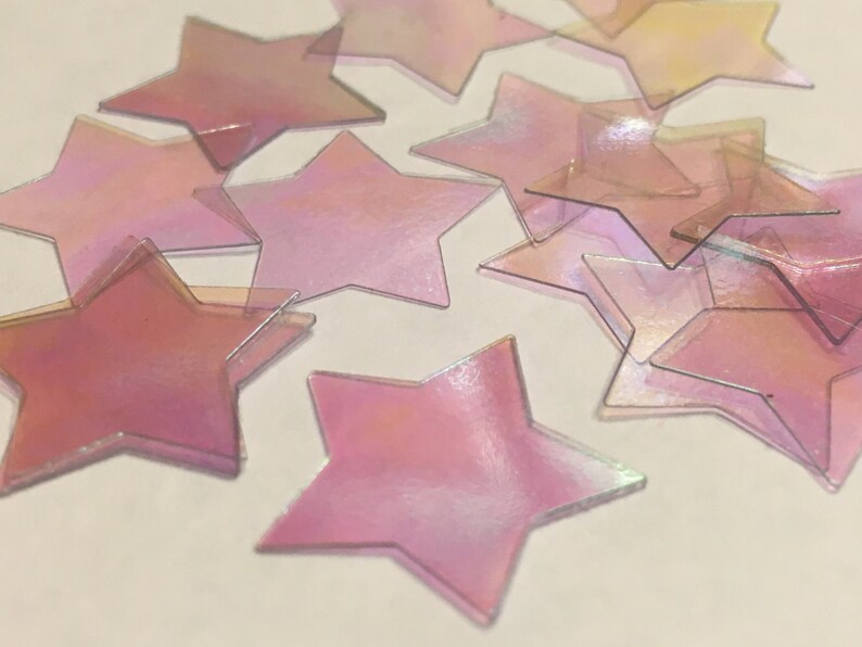 25 15 piece LARGE iridescent star confetti 20 mm