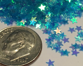 Tiny blue iridescent star  confetti , 3 mm (22)