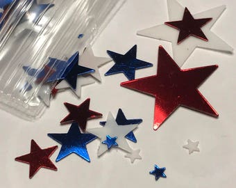 mix of red, white and blue star confetti, 3-17 mm (33)C