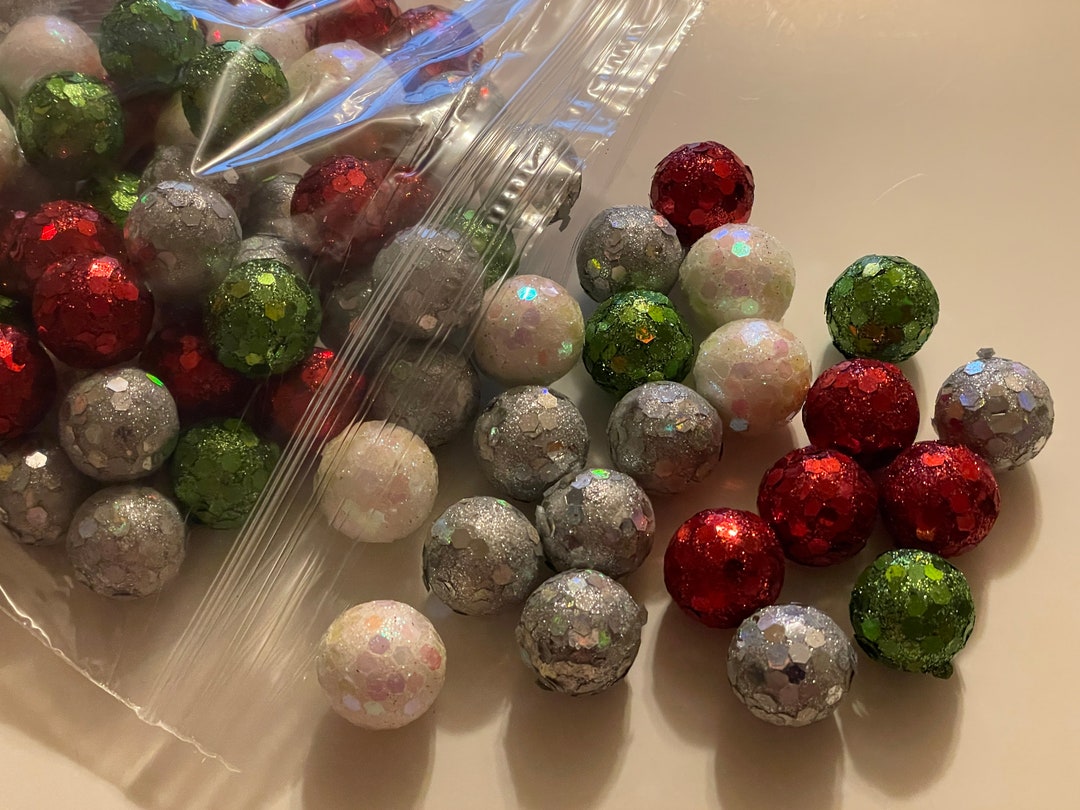 80 Count Glitter Ball Filler Christmas Colors, 18 and 20 Mm MR64 Etsy