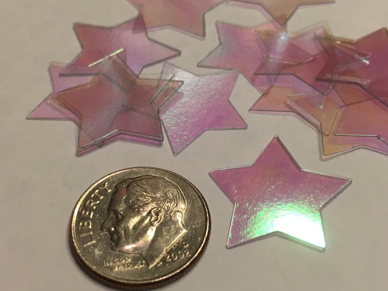 25 15 piece LARGE iridescent star confetti 20 mm