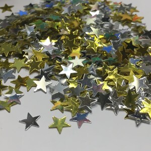 mix of silver and gold star confetti / sequins, 9 mm (34)