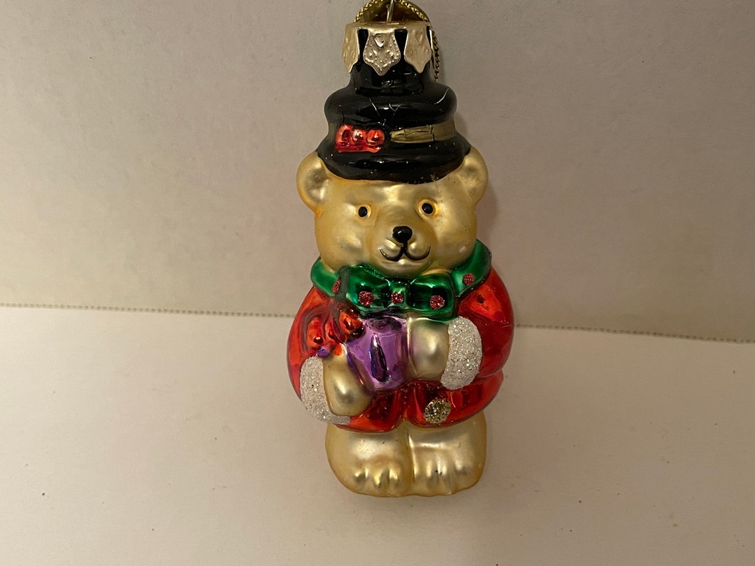 Glass Teddy Bear Ornament Vintage RR9 Etsy