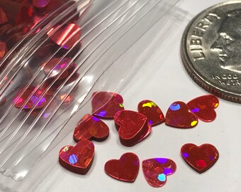 Tiny Strawberry pink Heart confetti, 3 / 16 inch (36)C