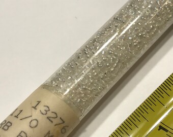 Full Tube of white multi shine vintage seed beads 11/0 (BR3)