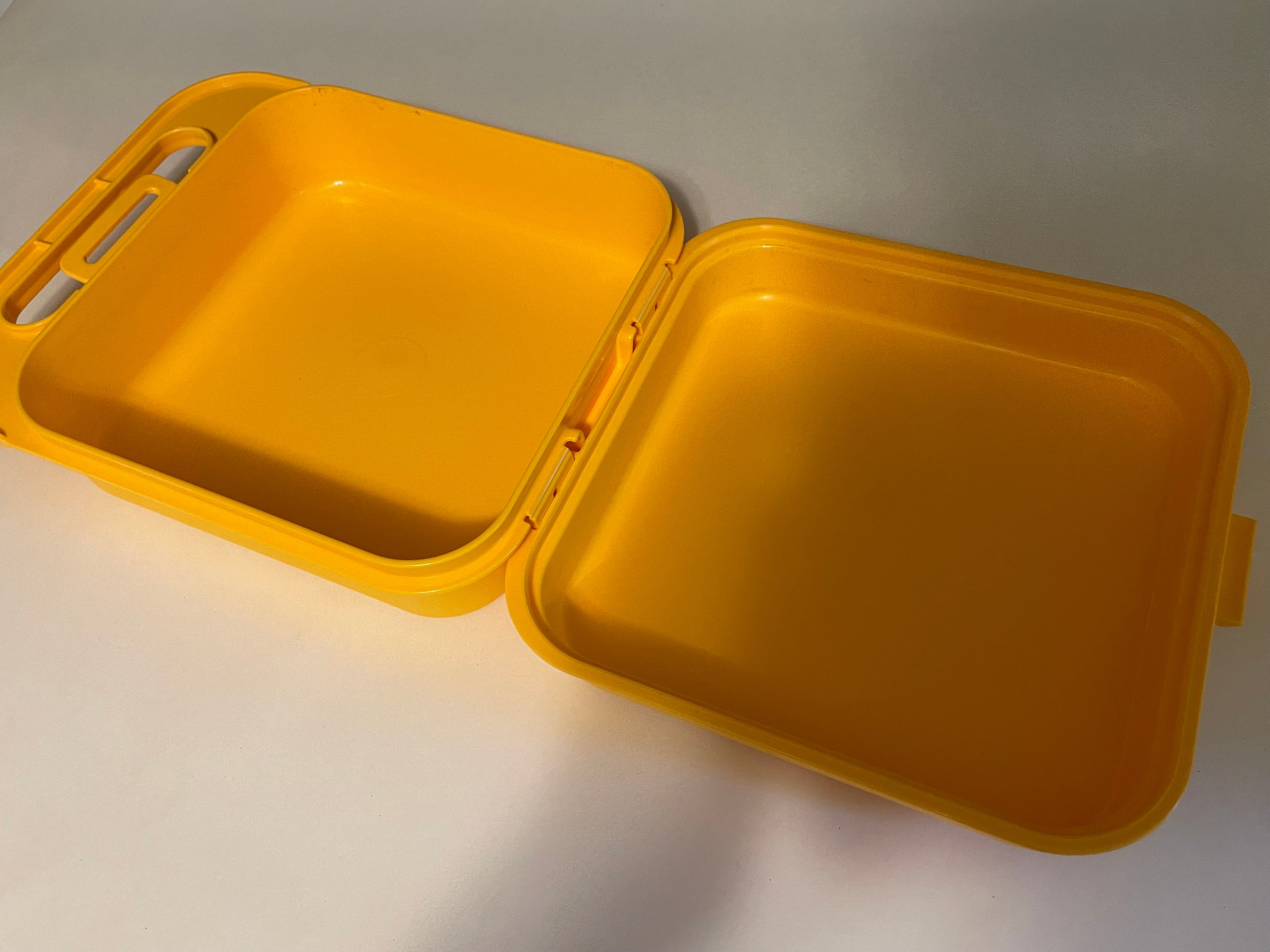 Tupperware Vintage 3 Piece Yellow Lunch Box, Ice Cream Saver