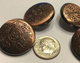 5 botones grandes con mango de color bronce acrílico con aspecto metálico, 25 mm (16)