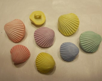 7 piece colorful shell button mix, 15-20 mm (34)