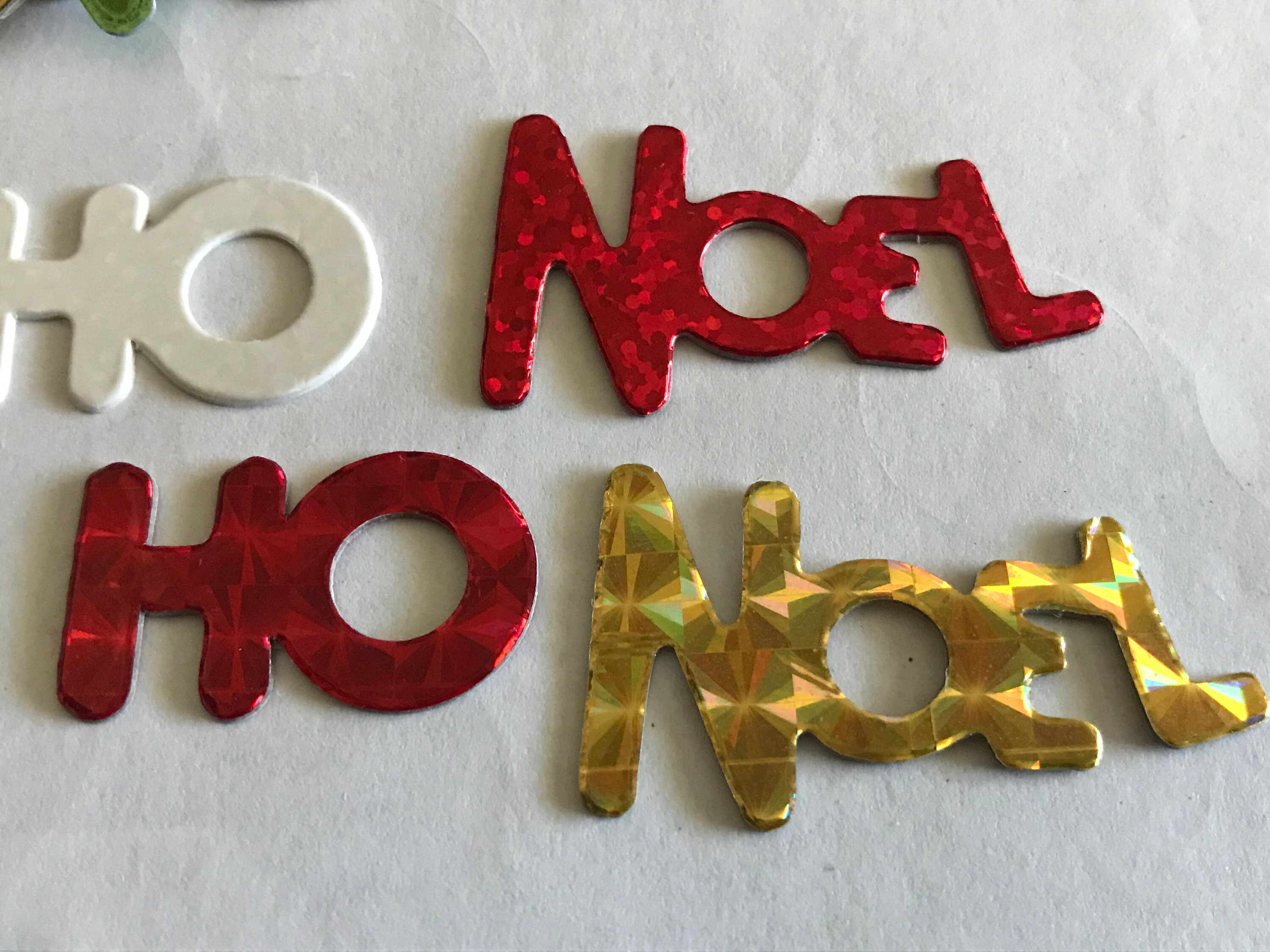 10 Count Assorted Shiny JOY, HO, NOEL Confetti Embellishments, 1 1 1/2 Inch  17 