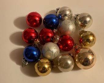 13 piece mini Glass Christmas Ornaments, 1 inch (BB4/1)