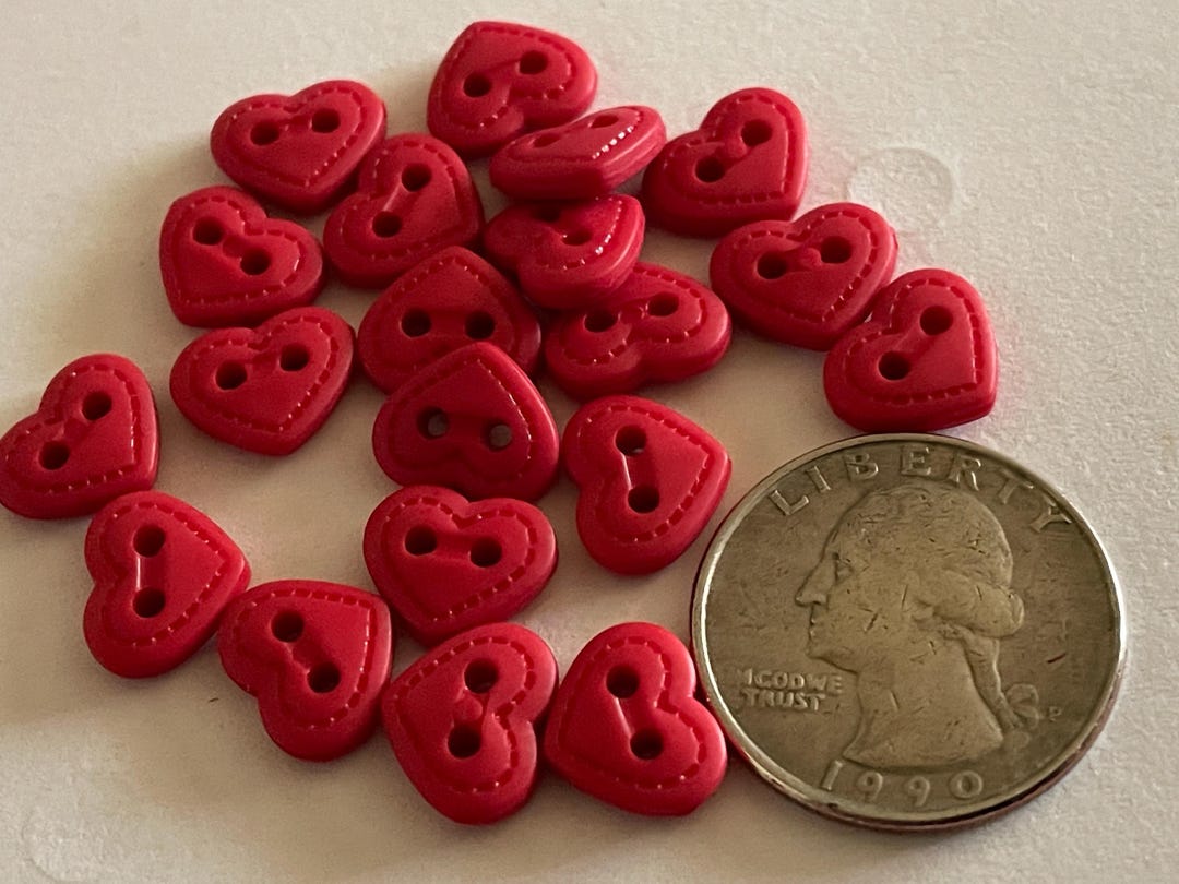 6 Small, Tiny Red Heart Buttons, 10 Mm (B1) - Etsy