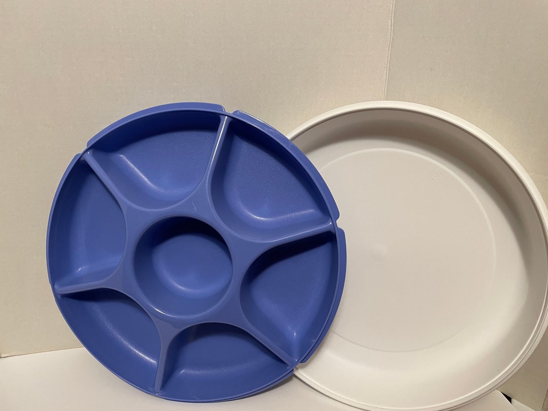 Vatable Price Vintage 2-piece Tupperware Blue and White Vatable Dip Snack Tray ...
