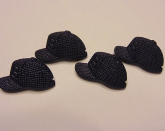 4 blue baseball cap buttons, 25 x 14 mm (4)