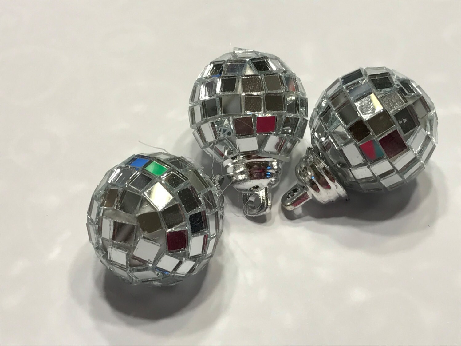 3 small mirrored / Disco Ball ornaments 25 mm BR13 Etsy