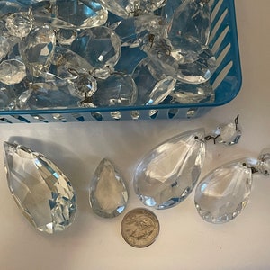 4 count assorted shape and size Vintage Crystal Glass Prisms, 1 1/2 - 3 inches (MRD4)