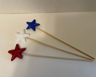 set of red, white and blue star picks, 8 1/2 inches long (RR)