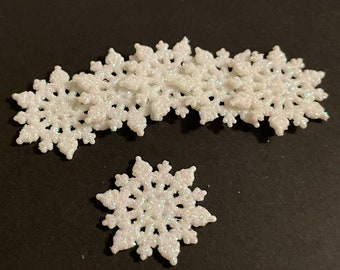 6 mini glitter snowflake ornaments, 1 inch (RR59)