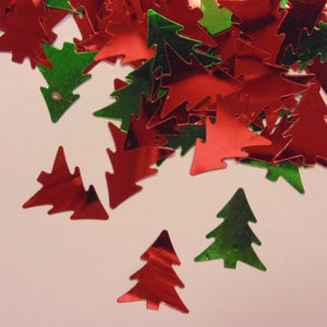 about 25 - 35 red and green Christmas tree confetti mix, 16 x 14 mm (11)