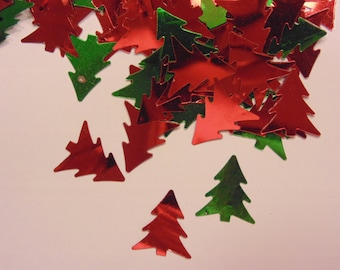 about 25 - 35 red and green Christmas tree confetti mix, 16 x 14 mm (11)