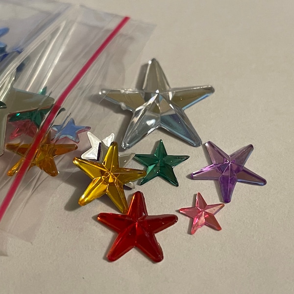 30-piece assorted Star Rhinestone acrylic mix, 8 - 25 mm (S7)