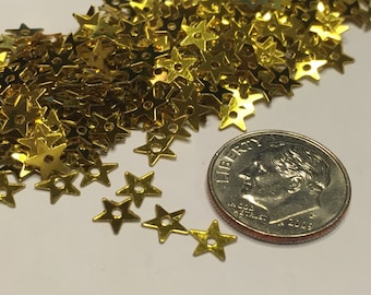 100-150 piece gold color 5 point small / tiny star sequins, 5 mm (20)M