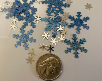 assorted small and large snowflake sequins confetti mix, 9 and 22mm (13)