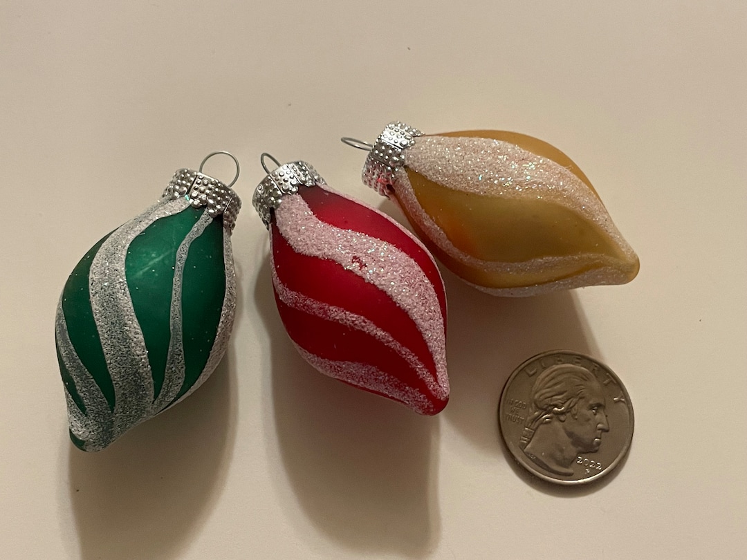 Set of 3 Small Glass Teardrop Christmas Ornaments, 2 Inch RR700 Etsy