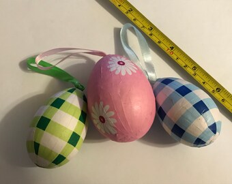 Set of 3 Paper Egg Ornaments, 2 1/2 - 3 inch (RR5)