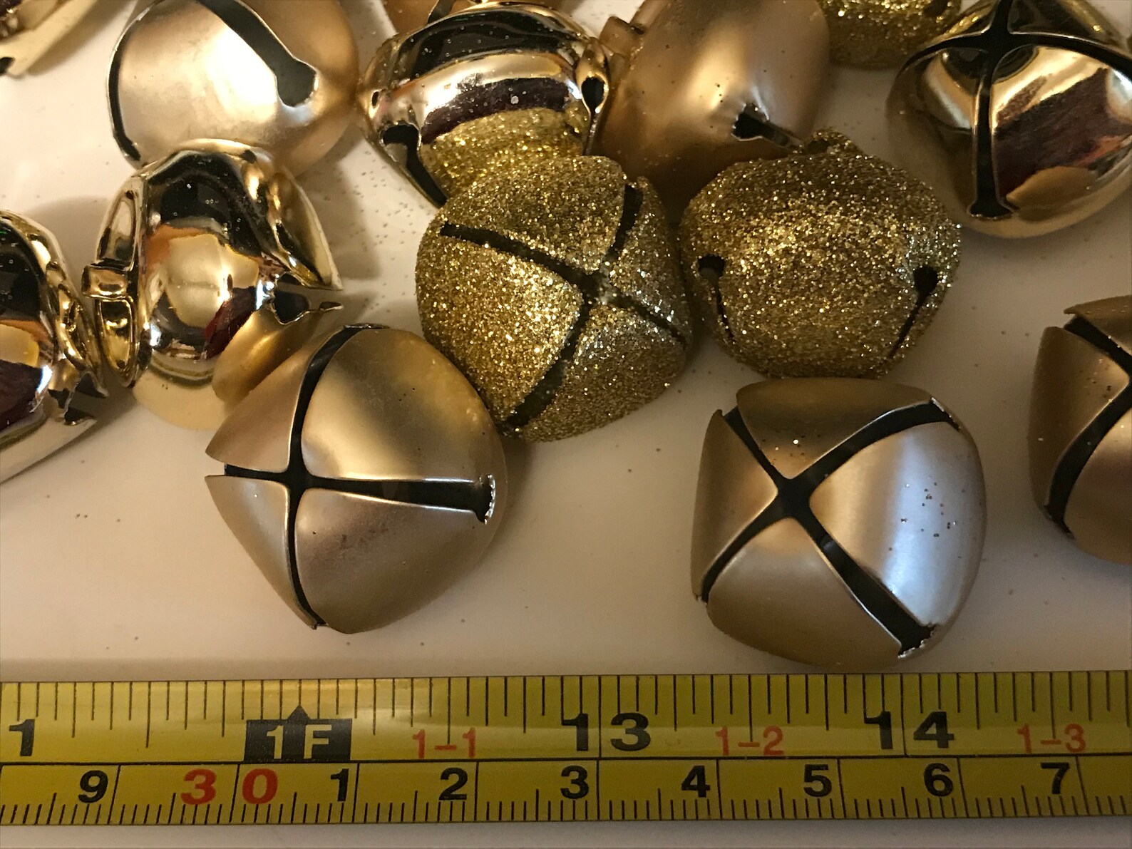 7 count assorted gold glitter matte and shinny jingle bell Etsy