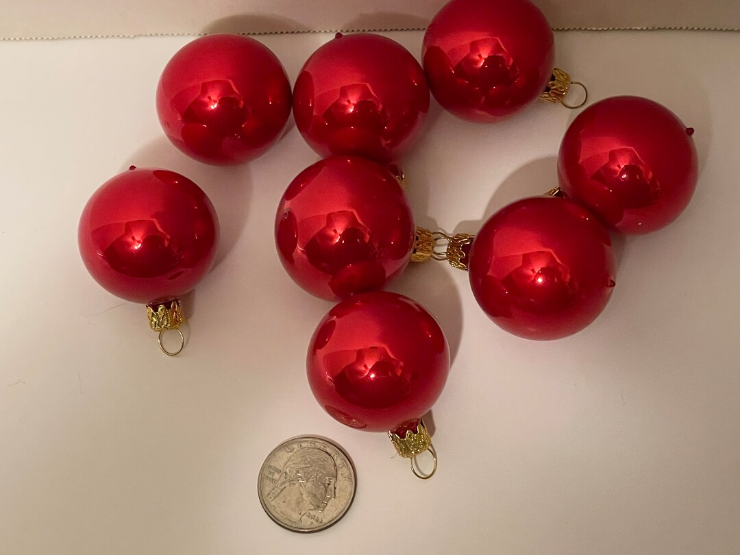 8 Count Bright Red Glass Ball Ornaments 1 1/2 Inch RRS9 Etsy