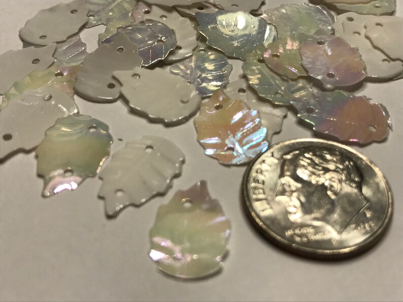 15 mm 30 Vintage white leaf sequins 11