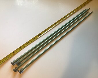 Size 9 and 10 1/2 Vintage Metal Knitting Needles, 14 inch long (HR700)