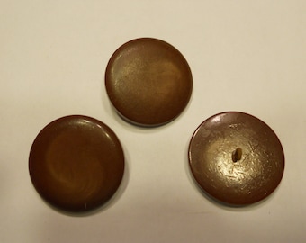 3 LARGE brown vintage buttons, 34 mm (19)