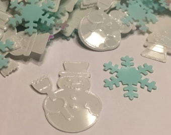 20 piece embossed snowman and snowflake confetti / sequins mix, 18-20 mm (29)