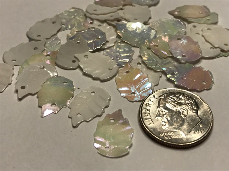 15 mm 30 Vintage white leaf sequins 11