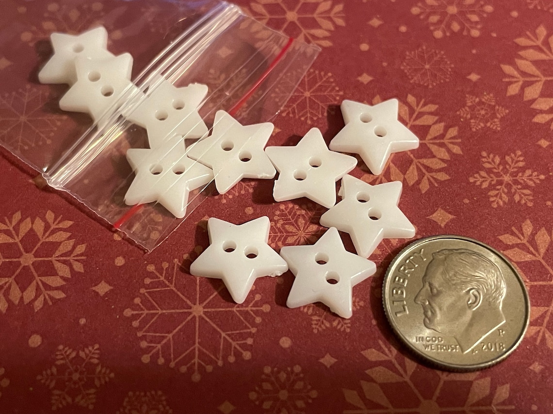 10 Count Small White Star Buttons 13 Mm B8 - Etsy
